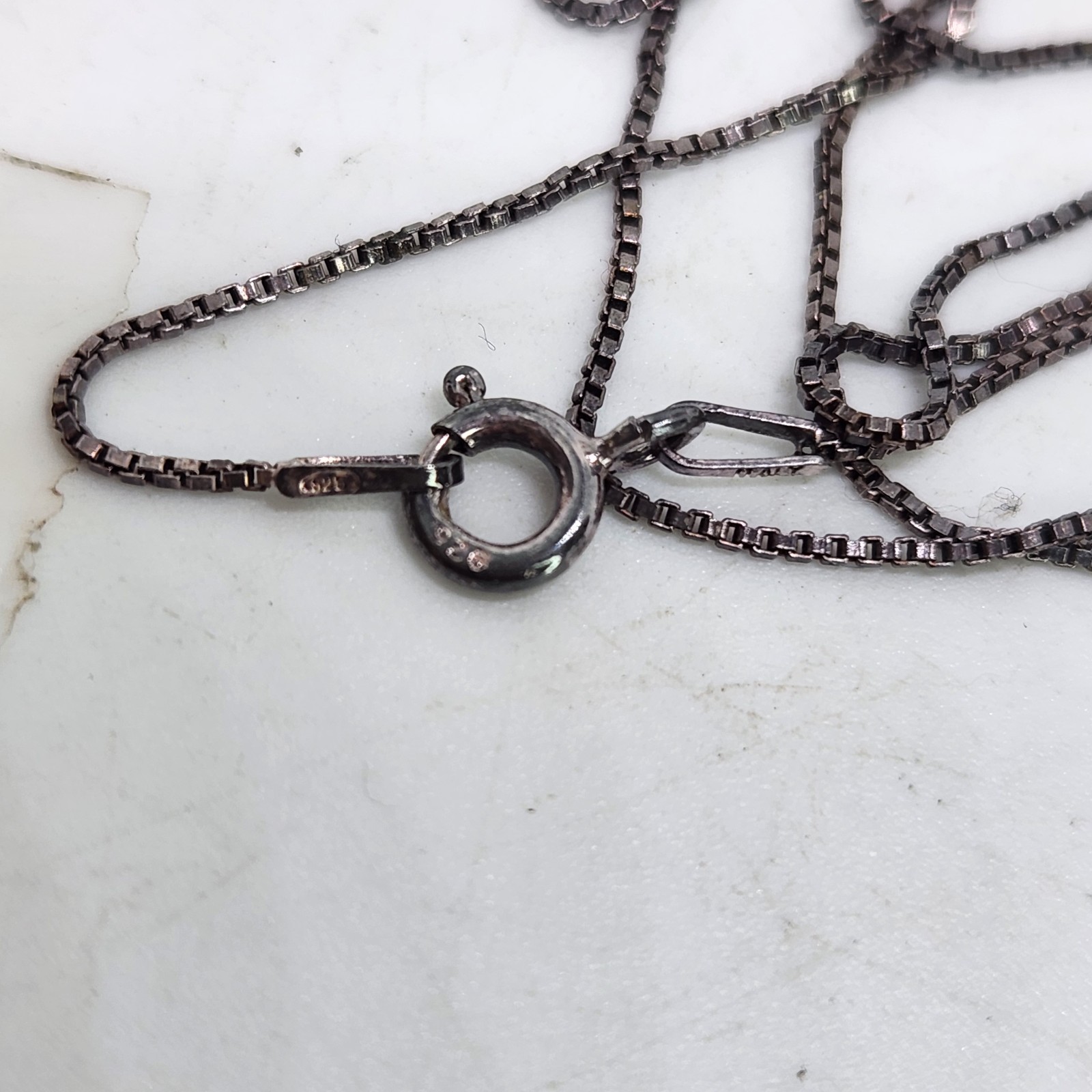 Vintage 925 Italy Sterling Silver Dainty Thin Box Chain Necklace 18″