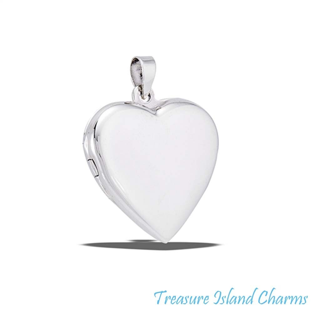Heart 2-Photo Locket 925 Solid Sterling Silver Pendant High Polished Opens