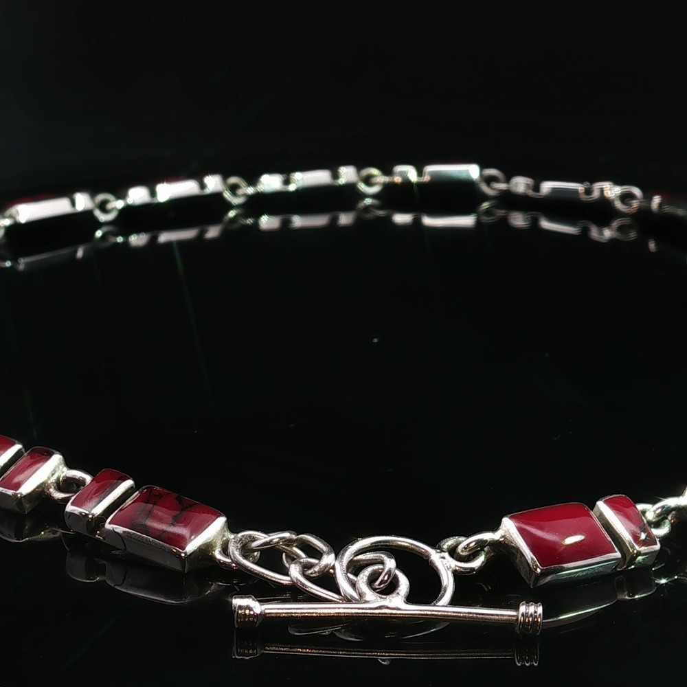 Crimson Red Jaster 925 Silver Necklace