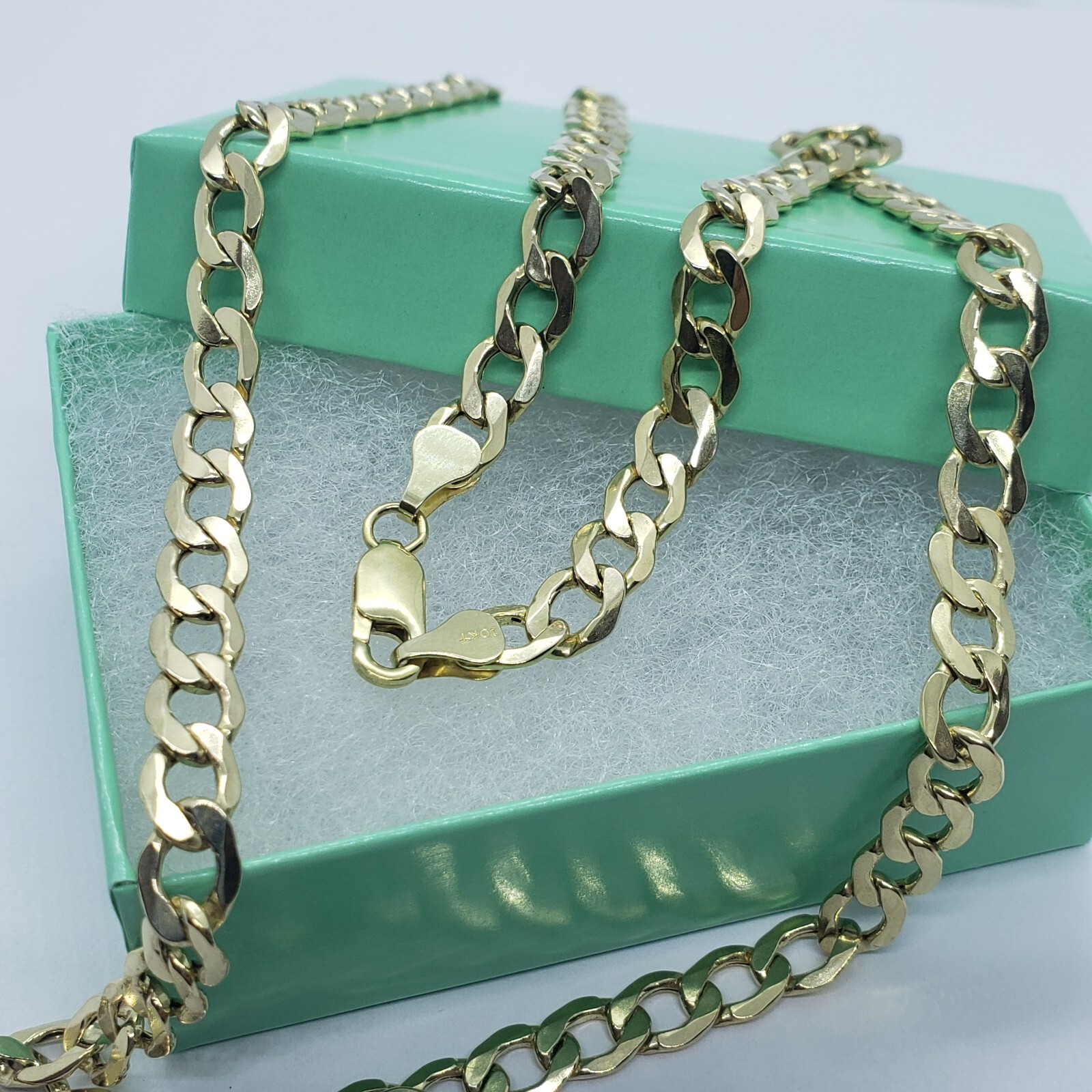 10K Yellow Gold Hollow Cuban Curb Chain Link Necklace Bracelet 5.5mm 7mm 7″~30″