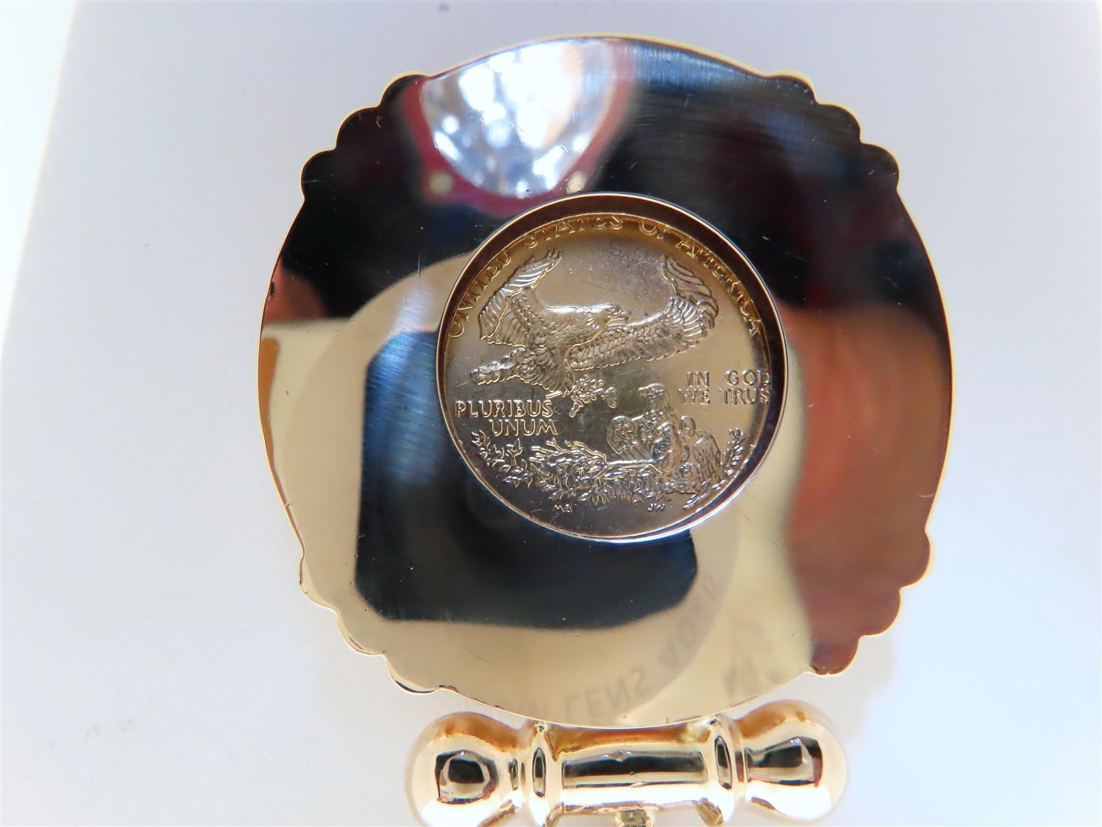 1997 Gold Eagle Coin Bullion Necklace $10 1/4 oz 14k Red Garnet Pendant 23″ N446