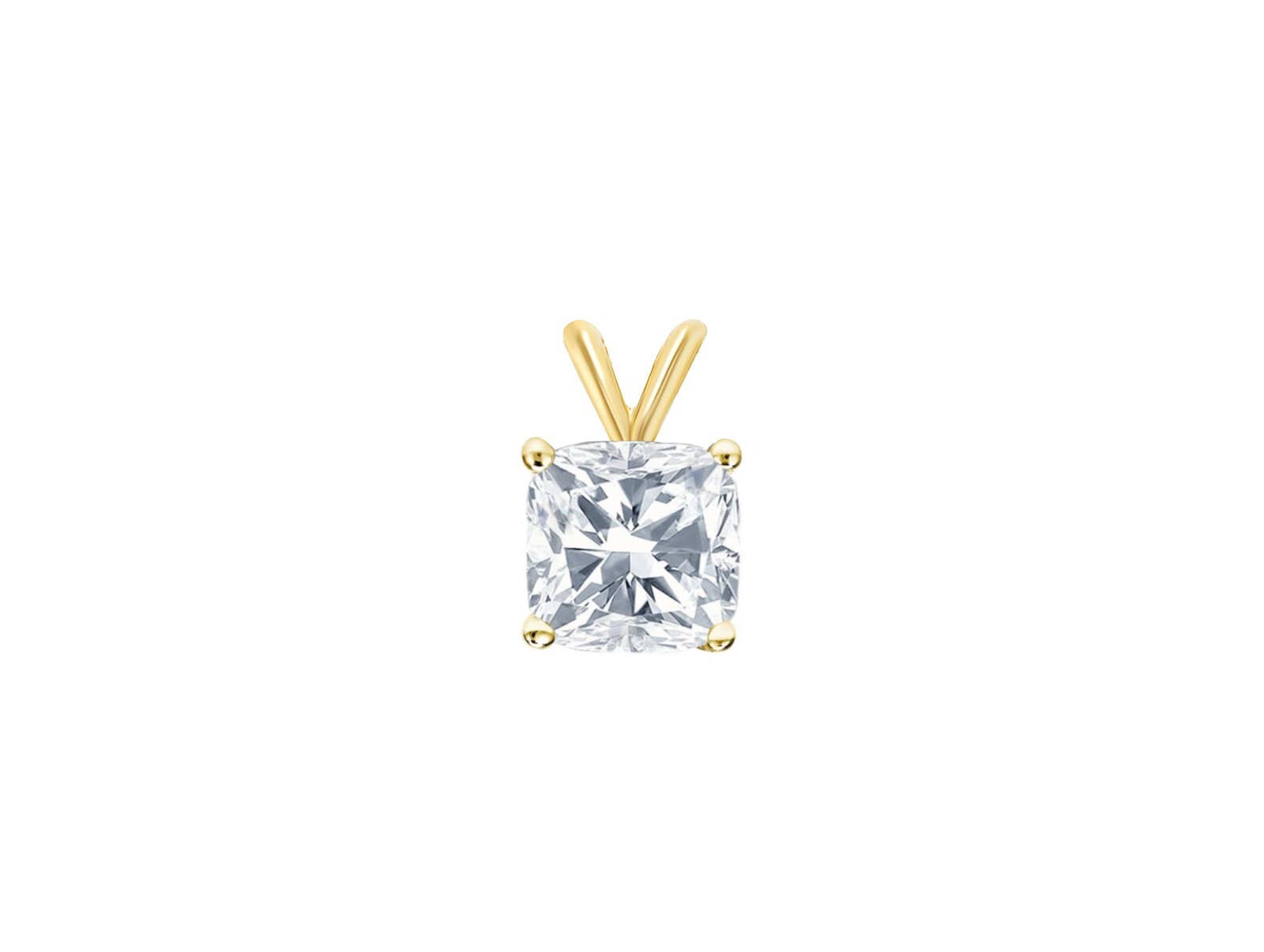 3 Ct Cushion Lab Created Grown Diamond Real 14K Yellow Gold Pendant Necklace 16″