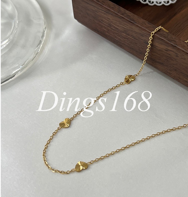 Real 18K Yellow Gold Filled 6mm x 4mm 6-Small Hearts 16″+2″ Rollo Chain Necklace