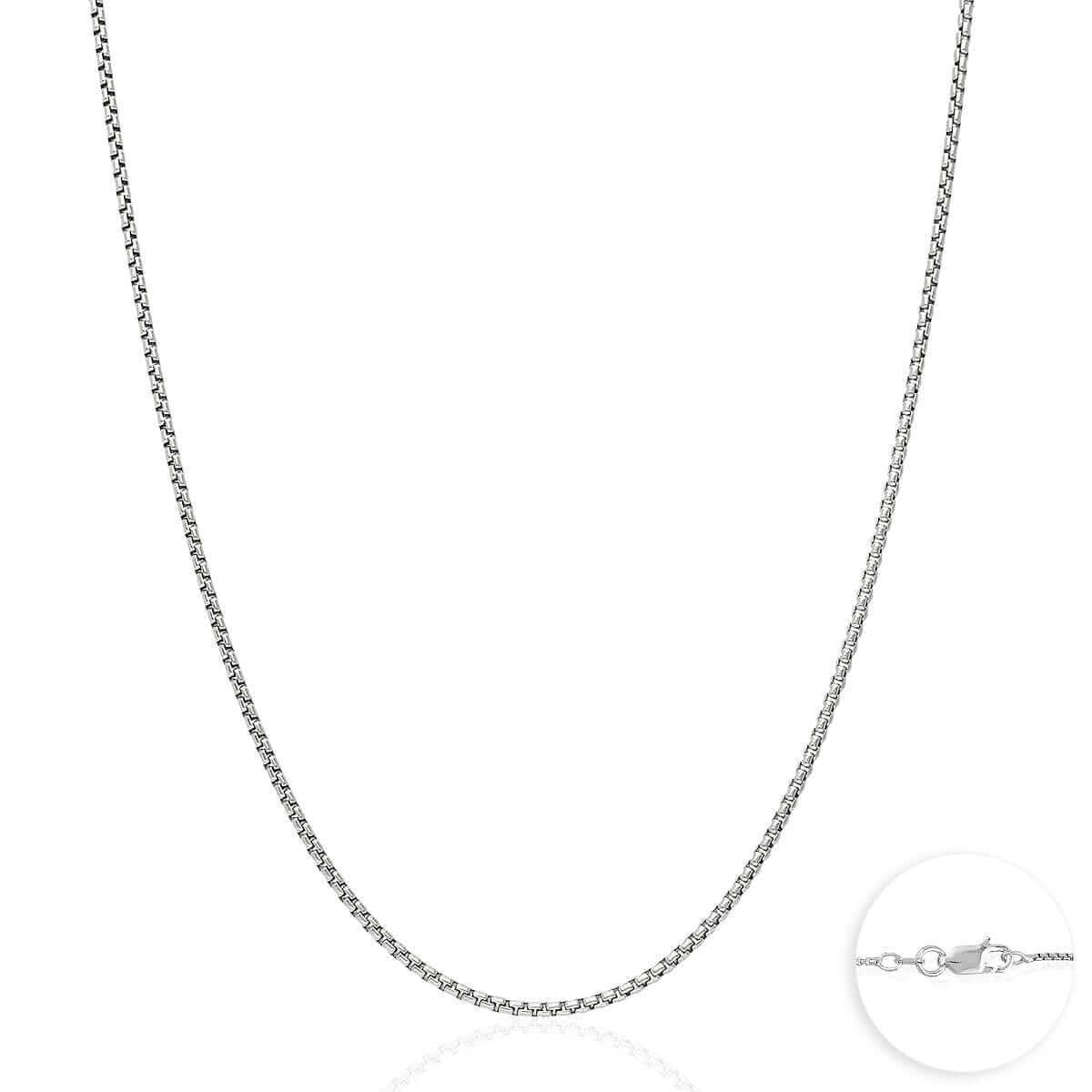 925 Sterling Silver Rhodium Italian Solid Round Box Chain 0.85-3.7mm 16-30″