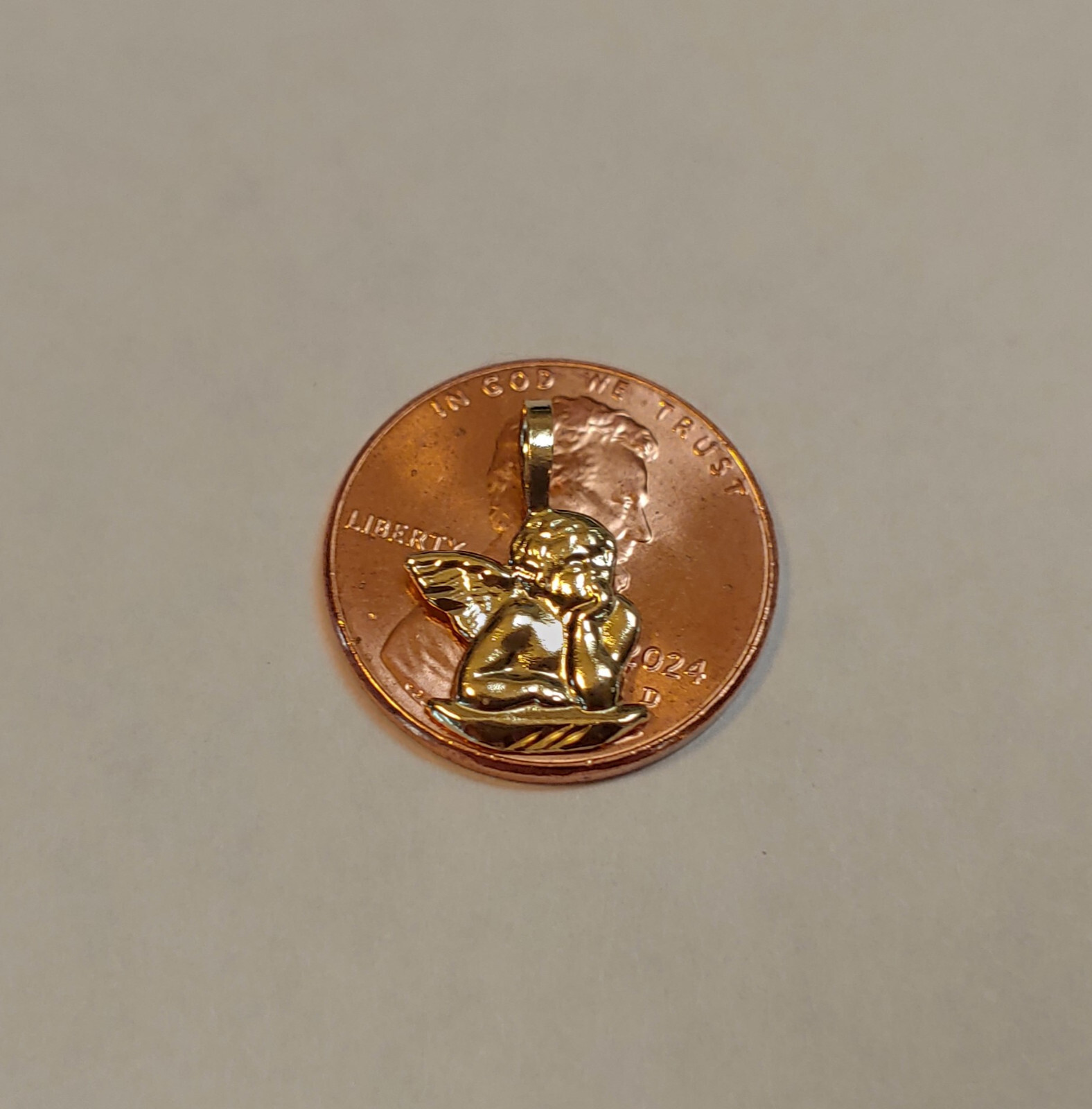 New 14k Yellow Gold Small Angel Cherub Charm Pendant