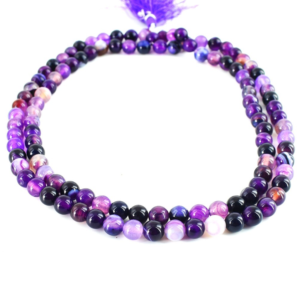 Fabulous Beads 371.00 Cts Purple Onyx 108 Prayer Mala Beaded Necklace VK 10 AZ6