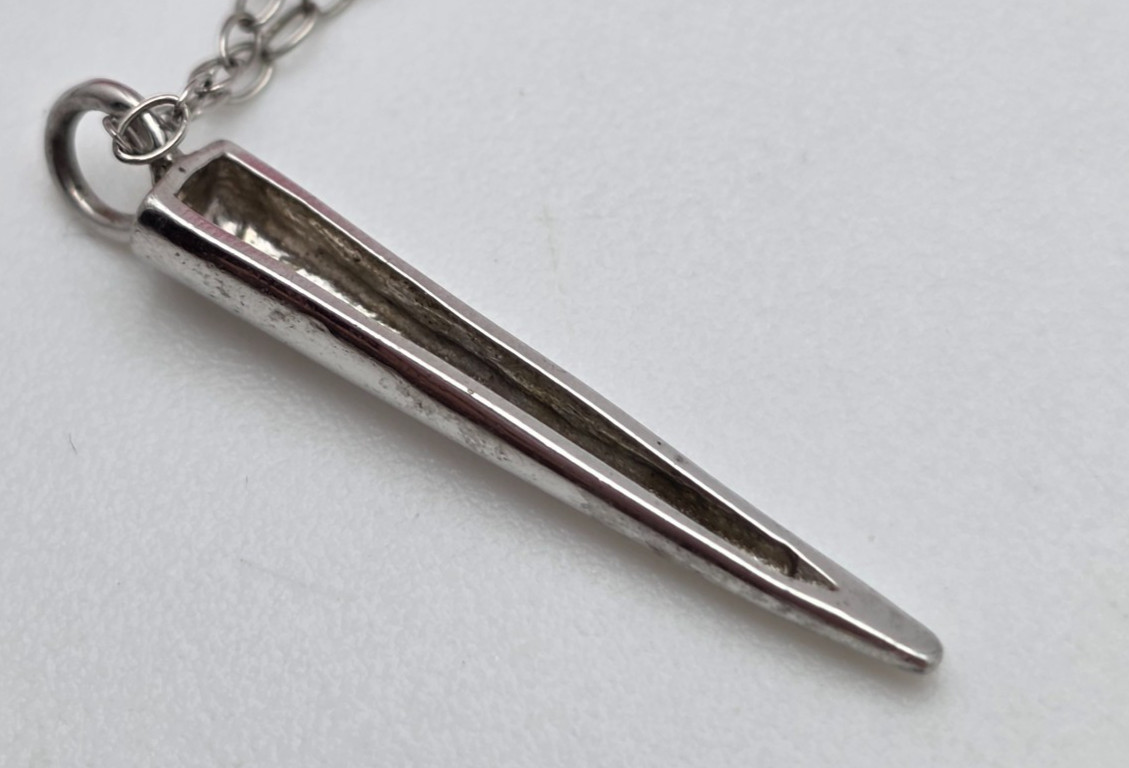 Sterling Silver Spike Pendant Necklace 925 Minimalist Dagger Tusk Fang 18 Inch