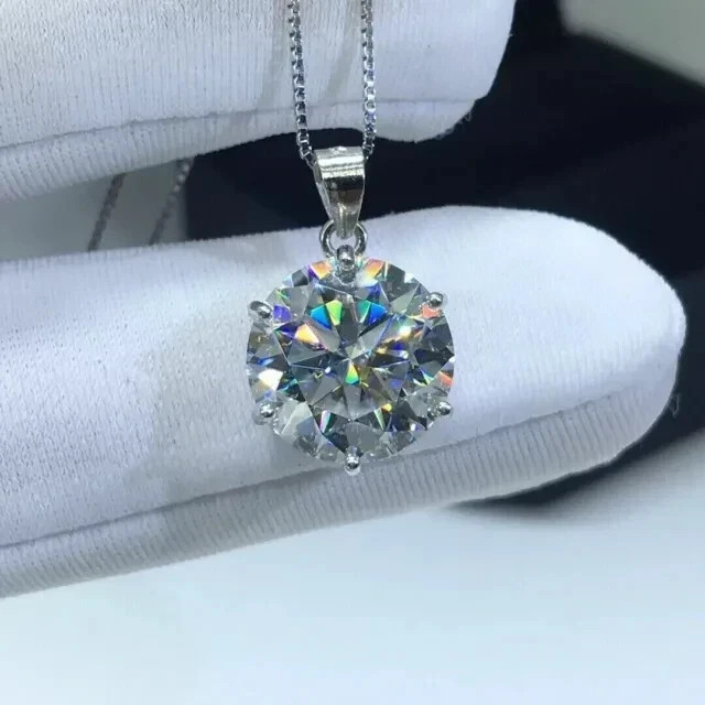 3.00Ct Round Cut Lab Created Diamond Solitaire Pendant 14K White Gold Finish
