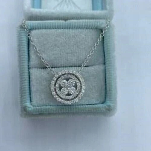 2Ct Round Cut VVS1/D Diamond Circle Pendant 18″ Free Chain 14K White Gold Finish