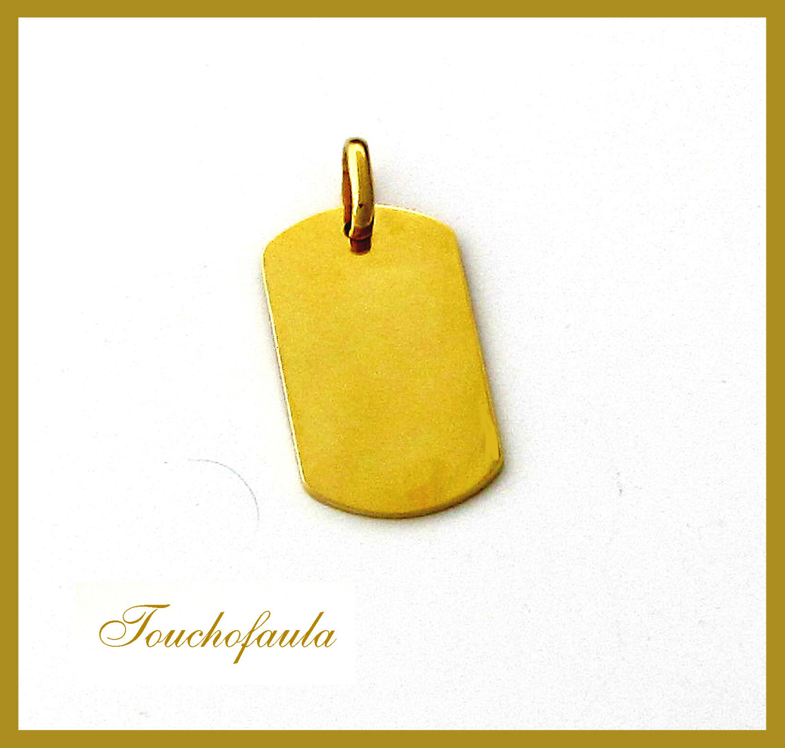 14K SOLID YELLOW GOLD ID TAG “DOG TAG” PENDANT MADE IN USA 10.5 GRAMS.