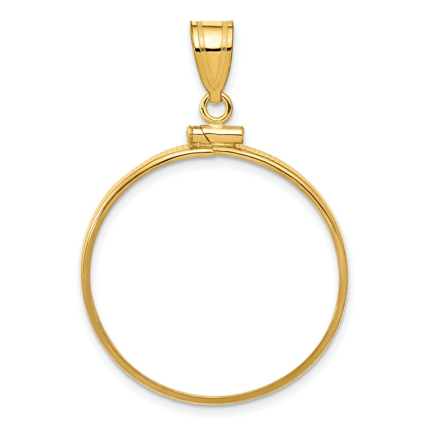 14k Yellow Gold Reeded Border Screw Top US $10 Indian Coin Bezel