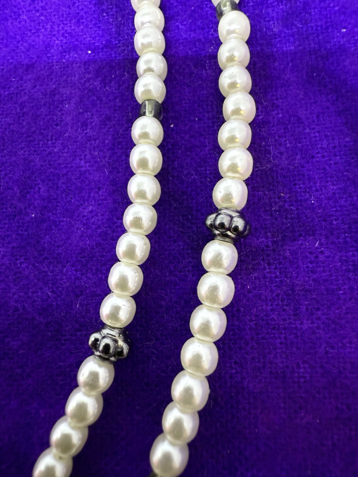 34 Inch Long Small Freshwater Pearl Necklace, Alloy Metal, 1mm Ea. Pearl