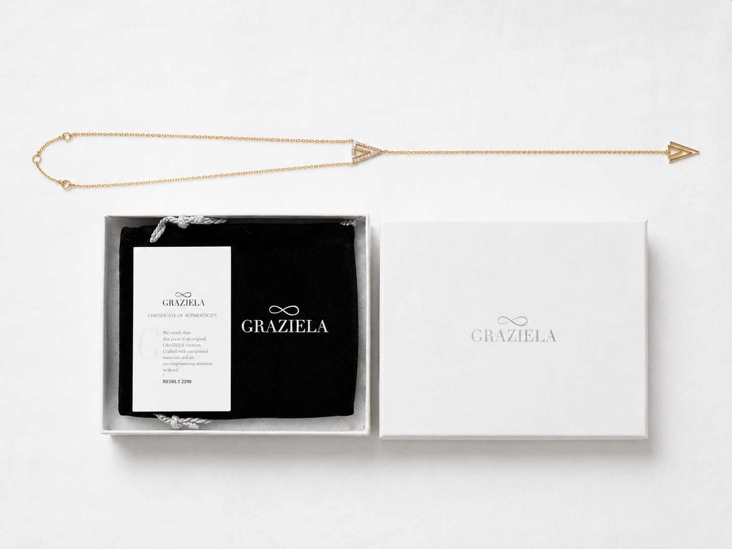 Graziela 14K Yellow Gold 0.50 ct Diamond Necklace NWPackaging & Auth Card $2,200