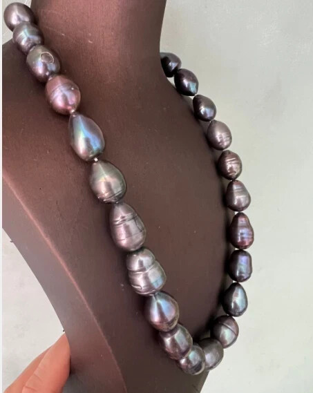huge 18″ gorgeous 11-15MM natural AAA SOUTH SEA PEARL NECKLACE 14K gold Clasp