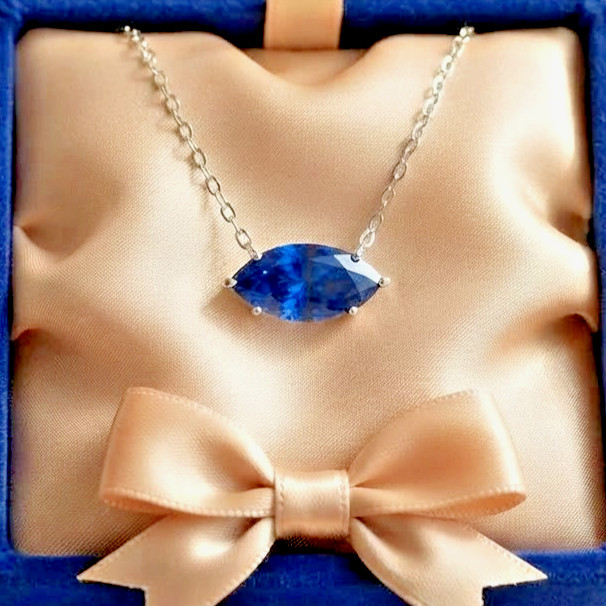 RARE 12 Ct Certified Azure Blue Diamond Necklace-FREE Diamond Studs