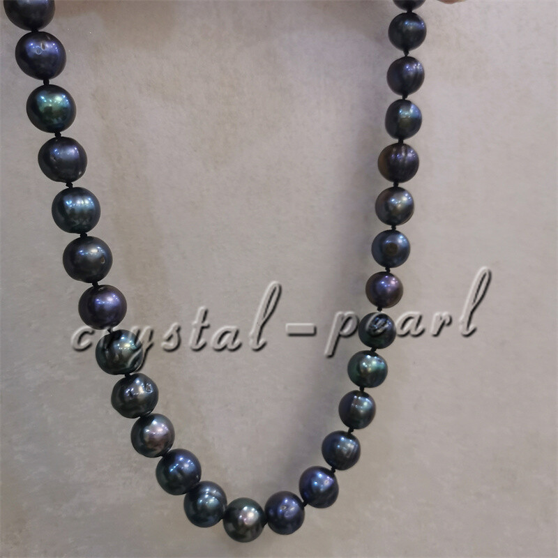 36″ 30 ” 22″20″ 18″ natural 9-10 mm AAA+ Tahitian black PEARL NECKLACE 14K GOLD
