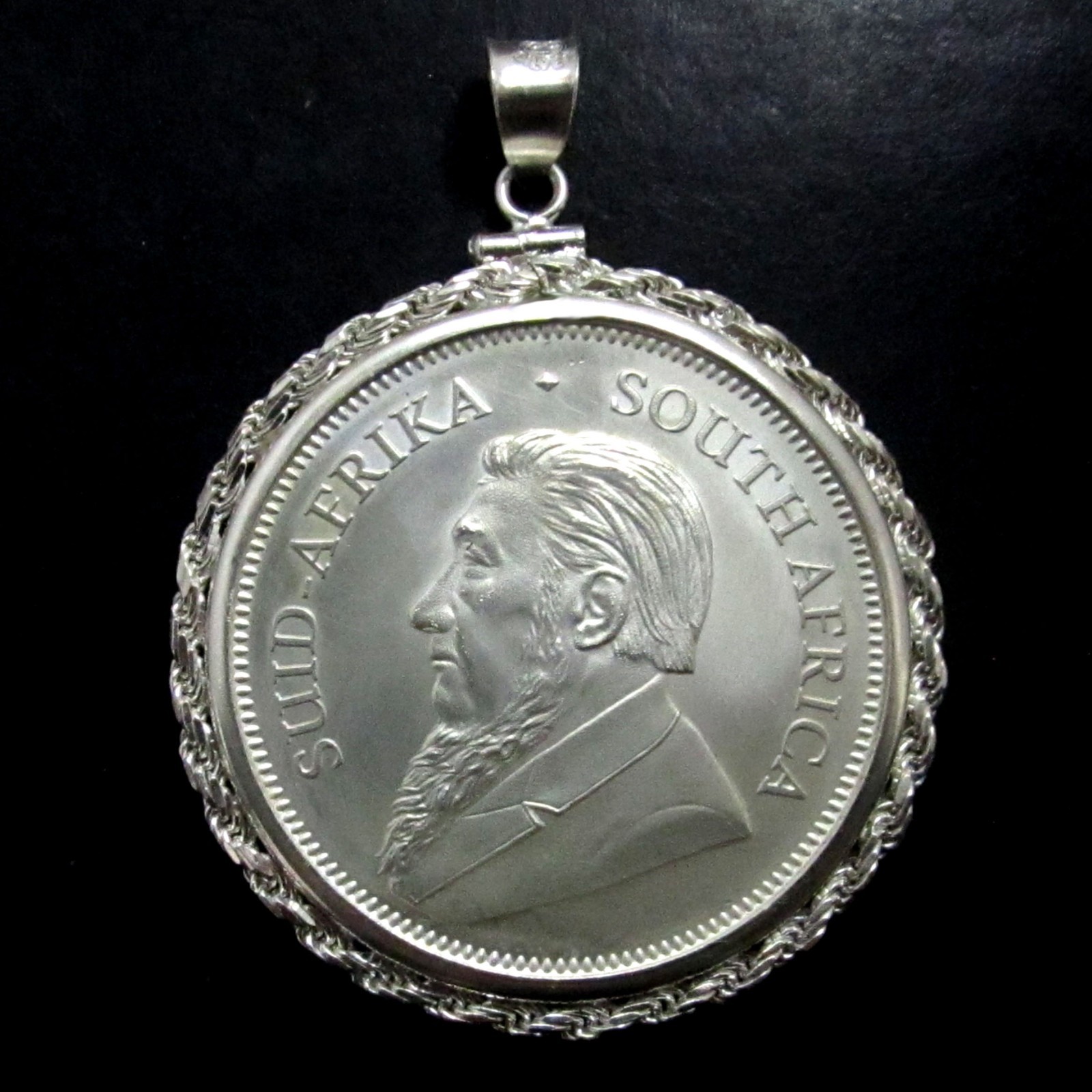 Coin Pendant 1 oz. 2026 Fine Silver Krugerrand Sterling Silver Rope Bezel BU