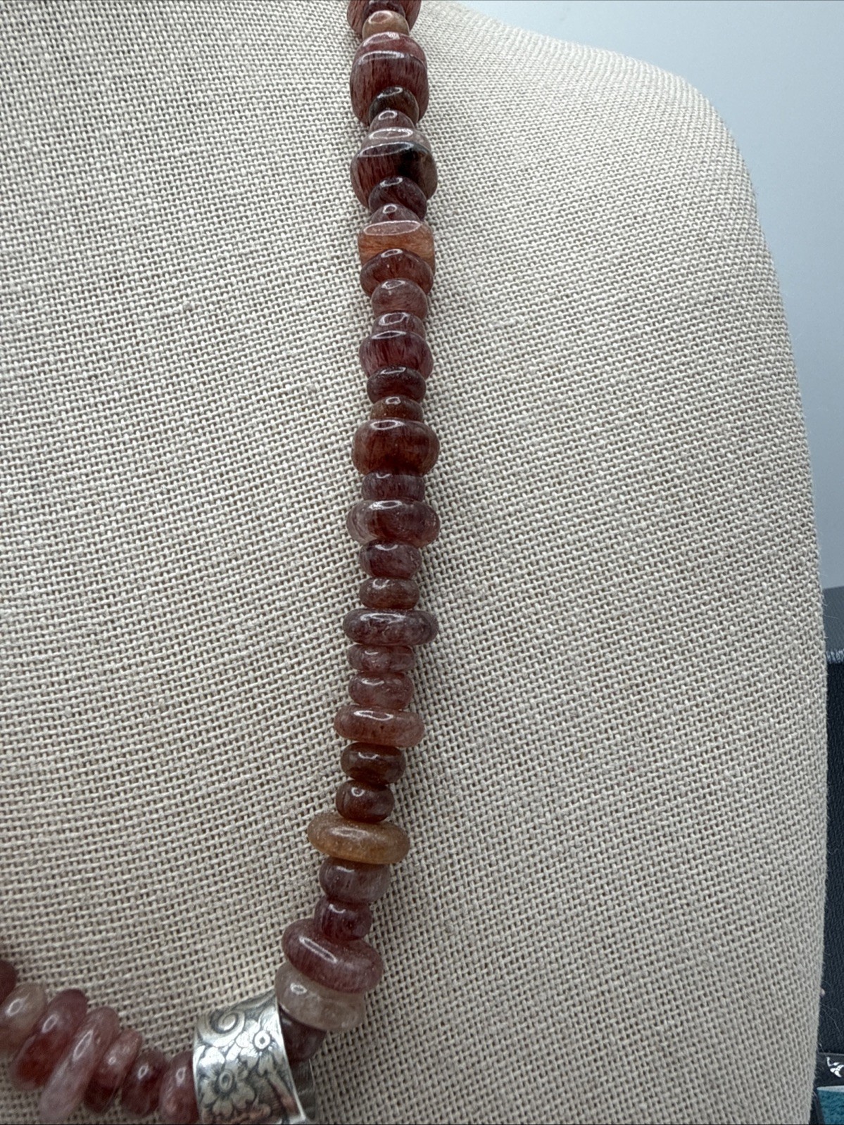 Jay King Natural Nigerian Strawberry Quartz 925 Heart Pendant Necklace