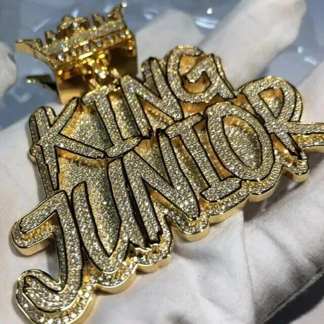 4Ct Round Cut Real Moissanite Custom Letter Men’s Pendant 14K Yellow Gold Plated