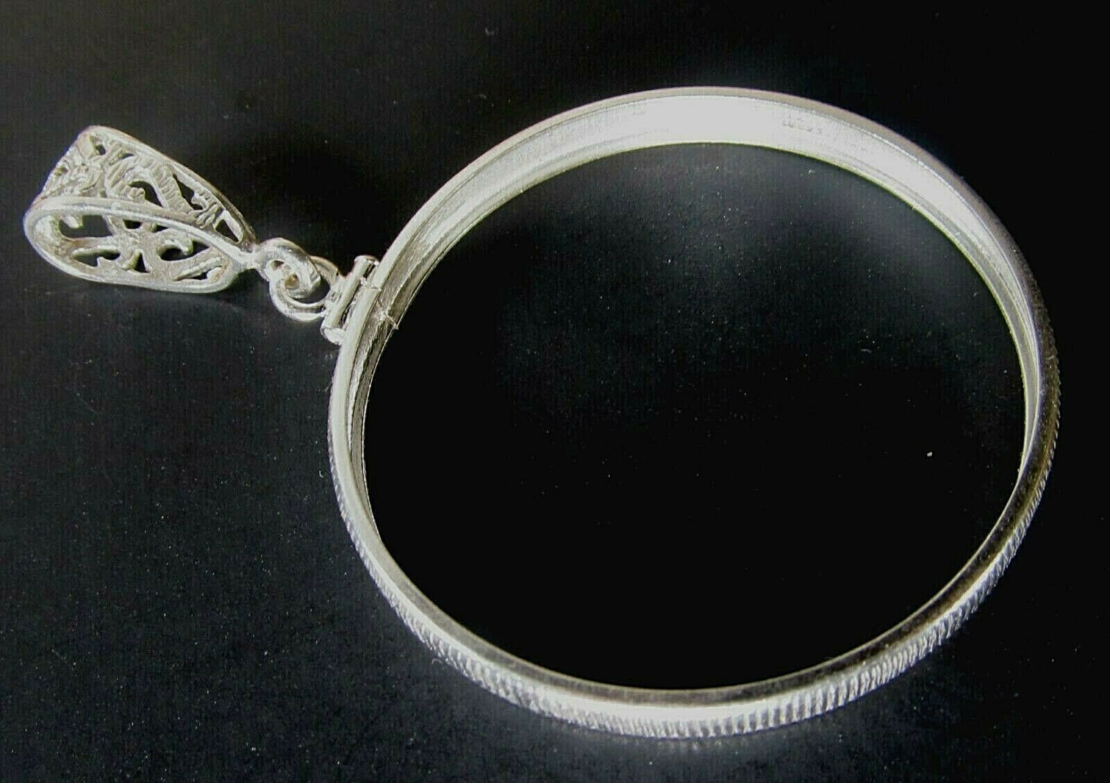 Coin Bezel 40.6mm American Silver Eagle Coin Edge Sterling Silver Medium Bail