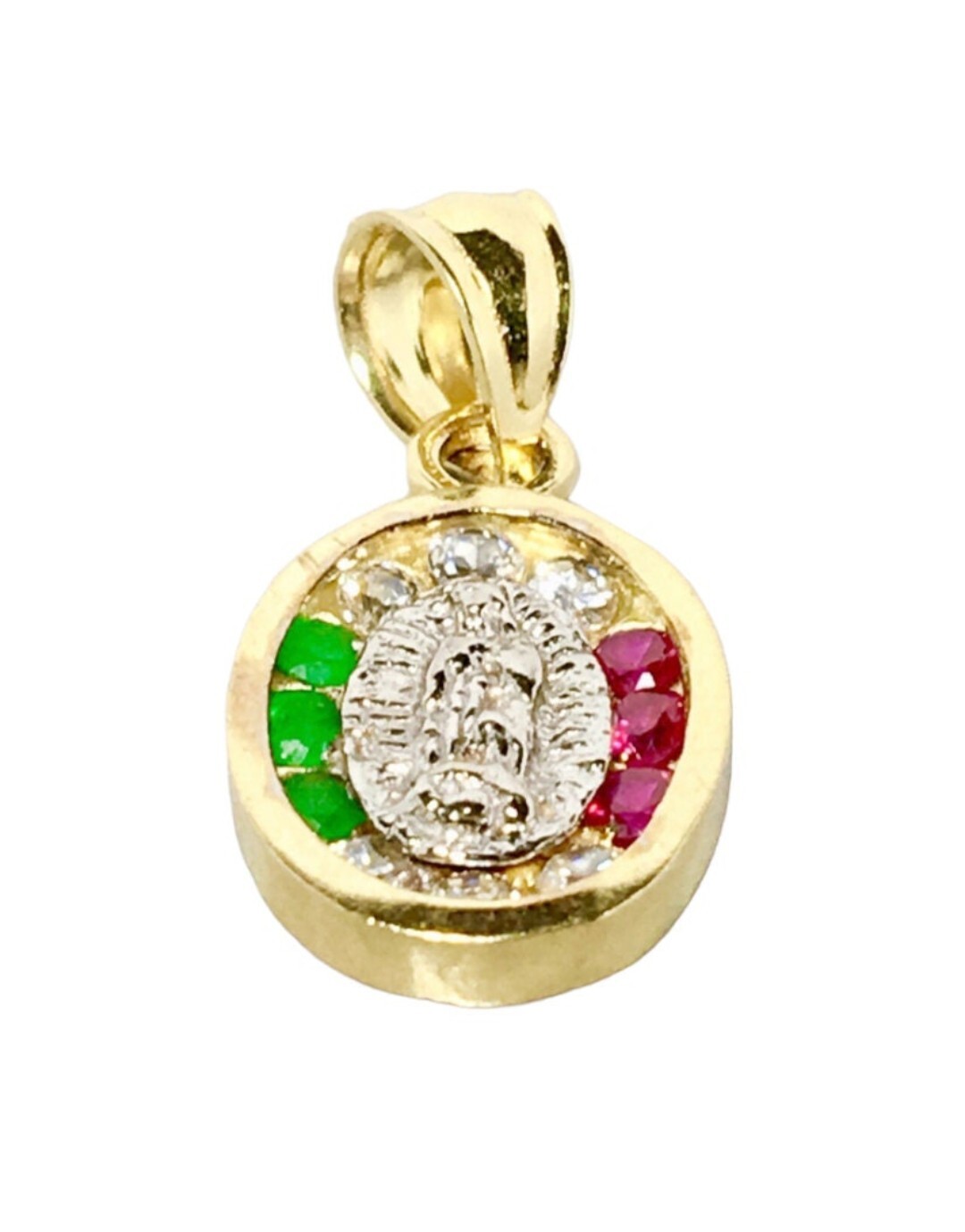 10k Real Solid Gold Virgin Mary CZ Pendent, 10k Gold Mother Mary Charm
