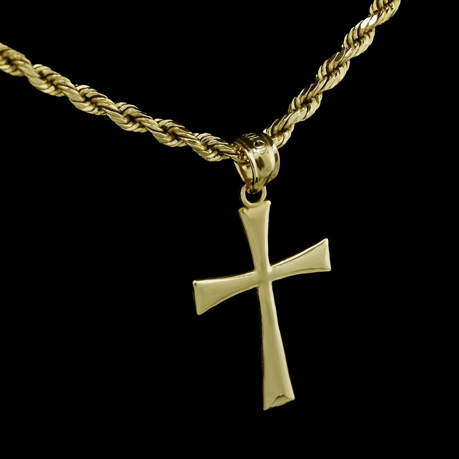 10k Yellow Gold Unisex Adults Cross Pendant Religious 0.5g Charm