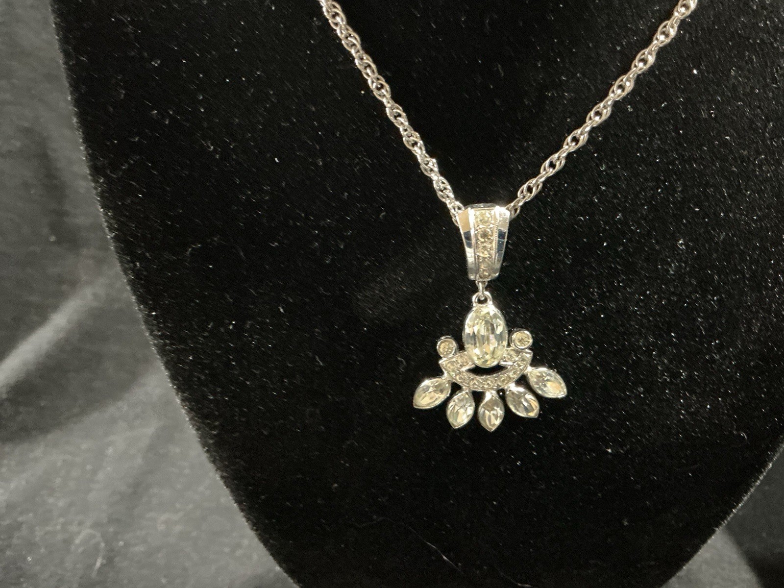 Sterling Silver 925 Marcasite Pendant with Clear Center Stone