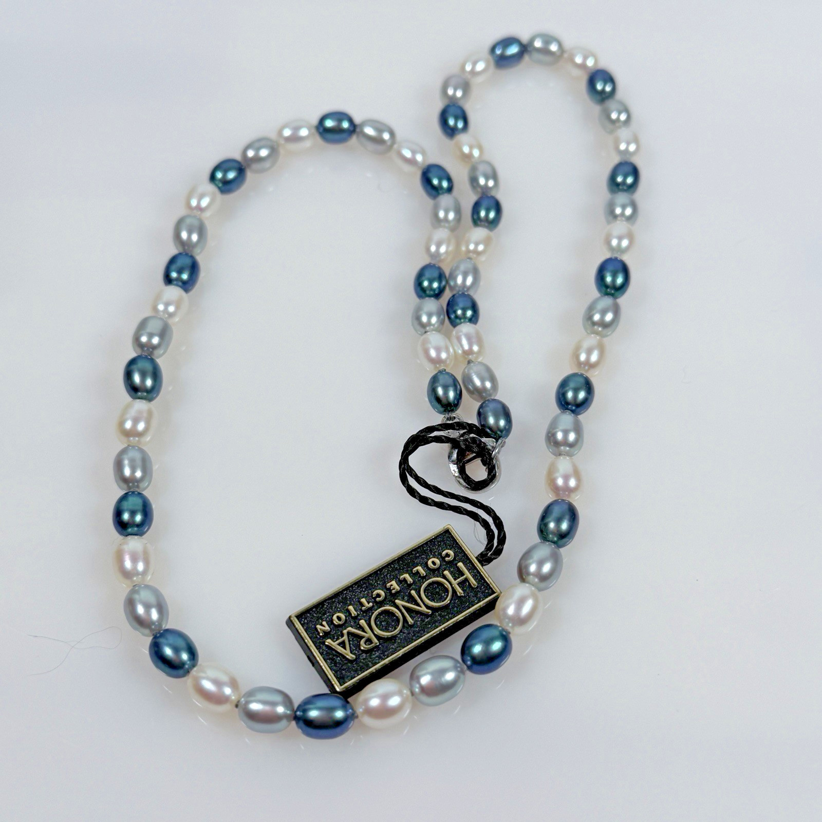 Honora Pearl Necklace Blue Silver White 925 Sterling Silver Clasp 18 in