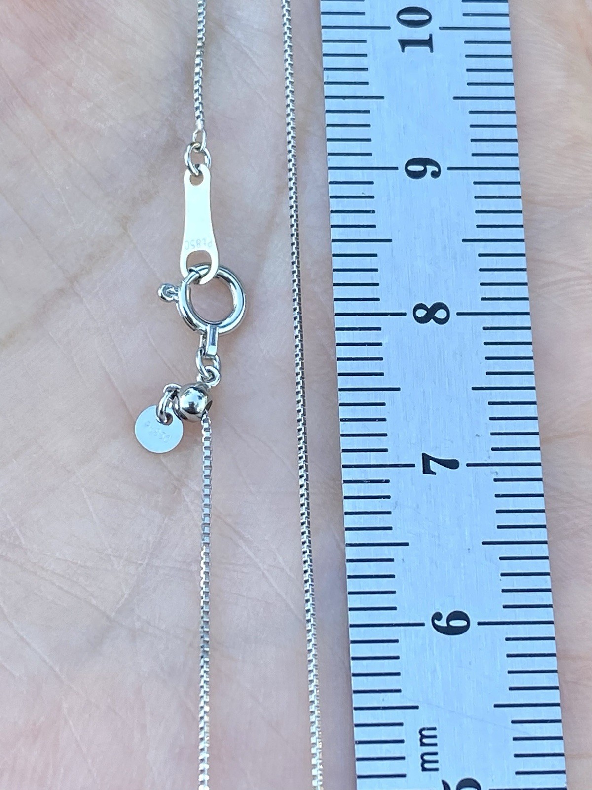 New Solid Platinum Box Chain Necklace – 18 Inches, 1.52 Grams