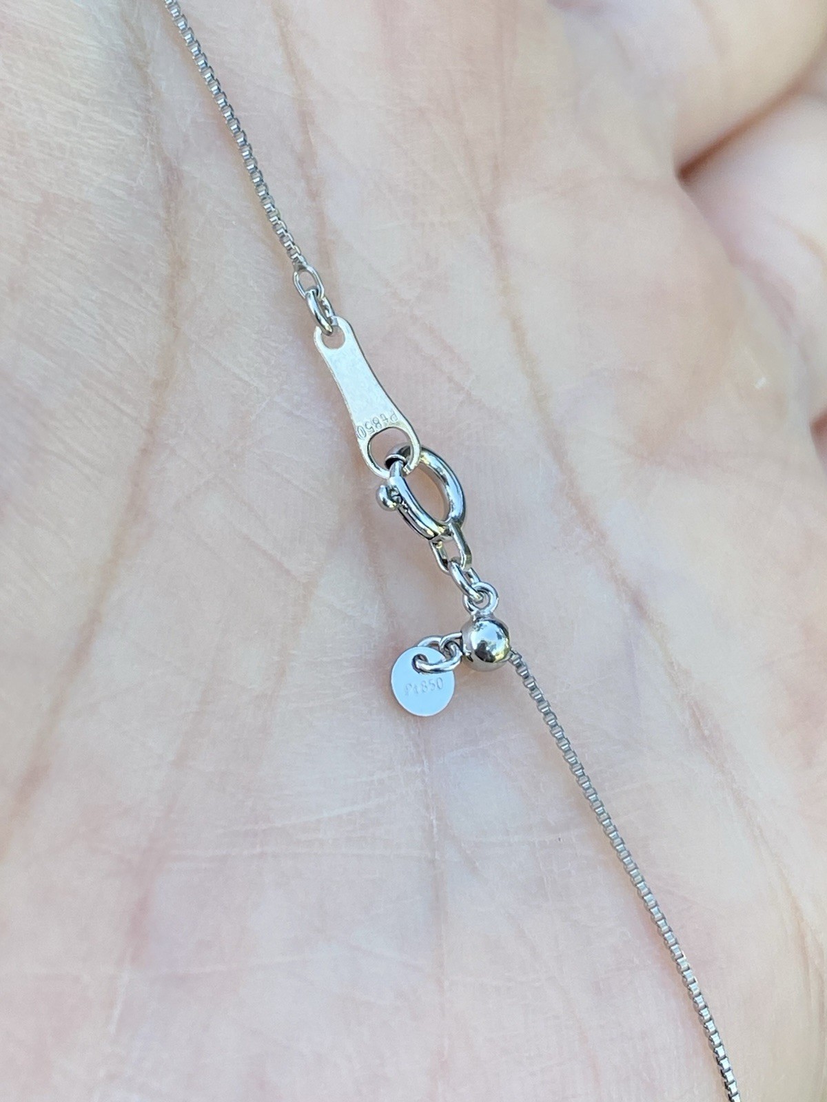 New Solid Platinum Box Chain Necklace – 18 Inches, 1.52 Grams