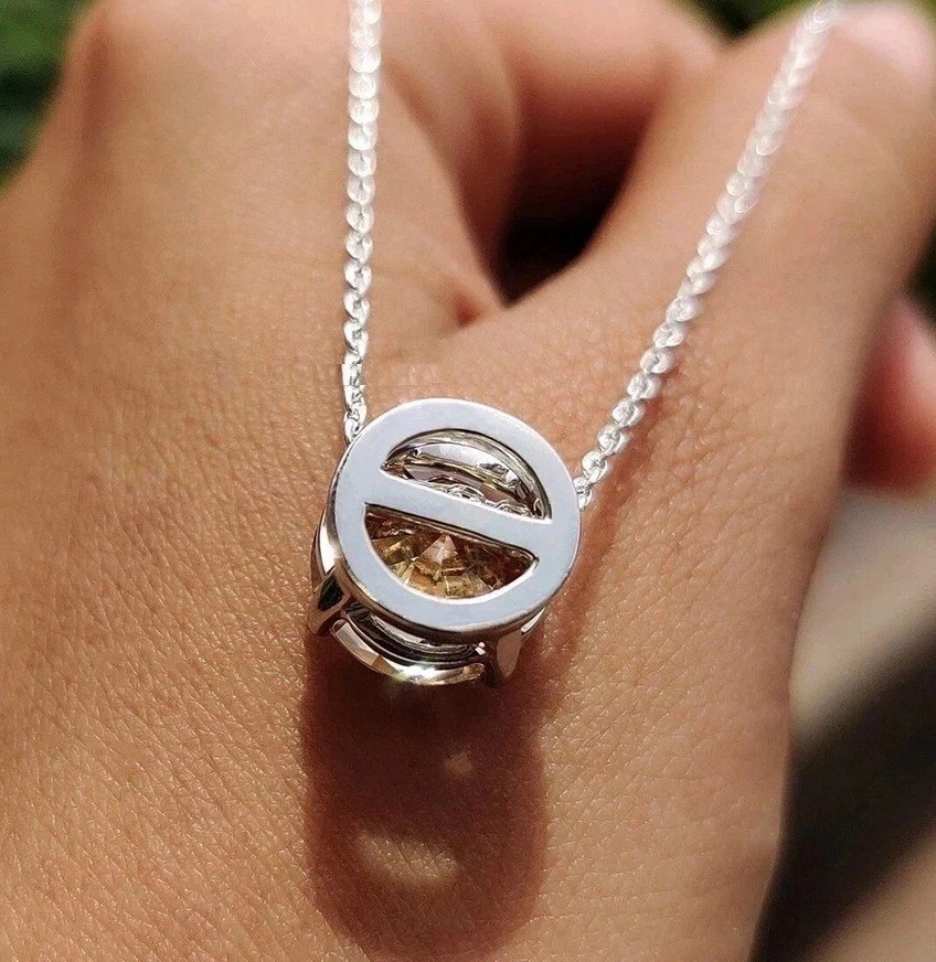 4 Ct Champagne Treated Diamond Pendant Great Luster VVS Certified Christmas Gift