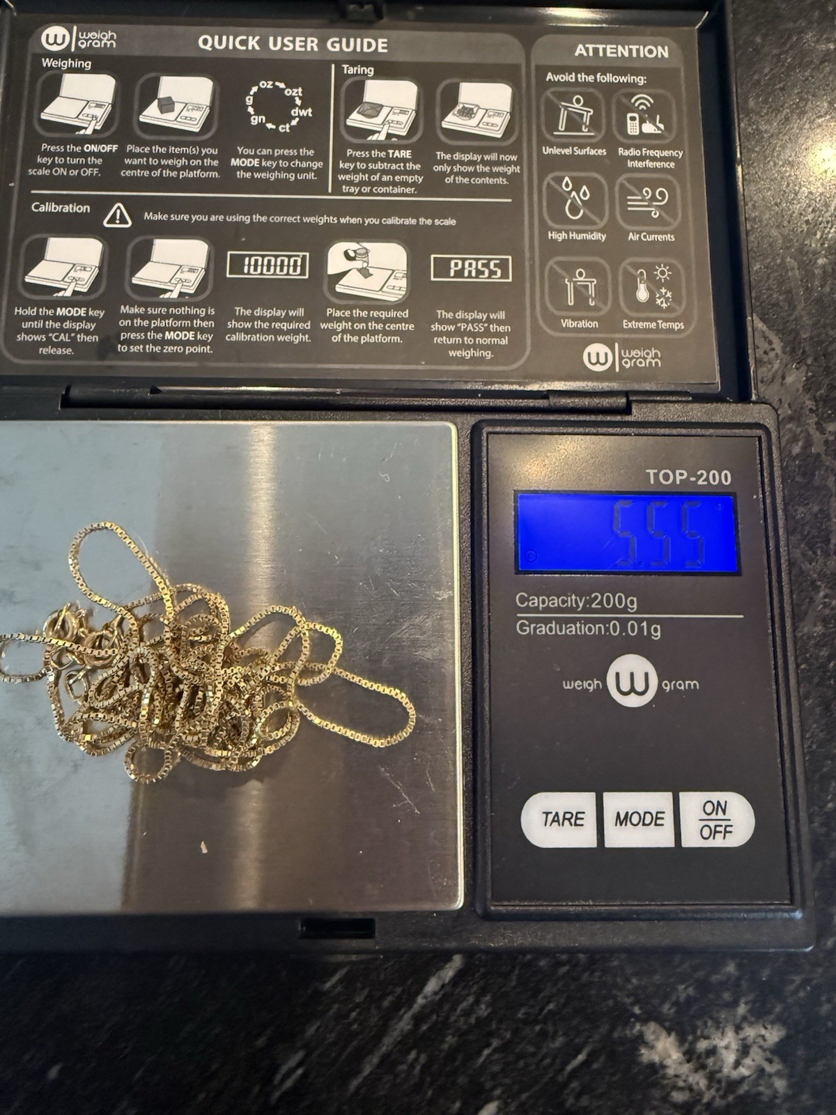 18 Kt Gold Box Link Chains 5.55 Grams 16 And 24 Inch