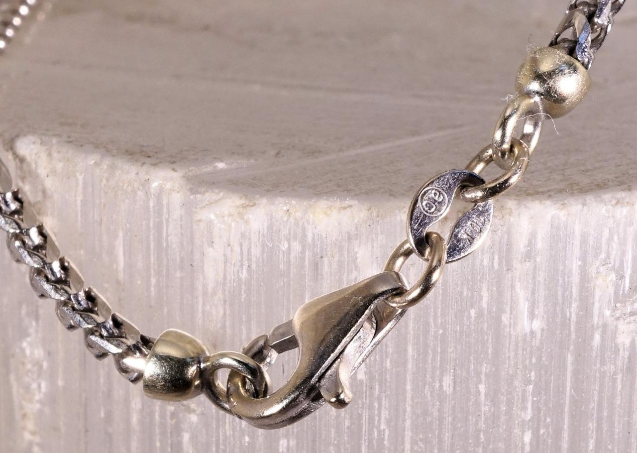 10K White Gold Franco Link Chain 2 mm Width 11.1 Grams 22″