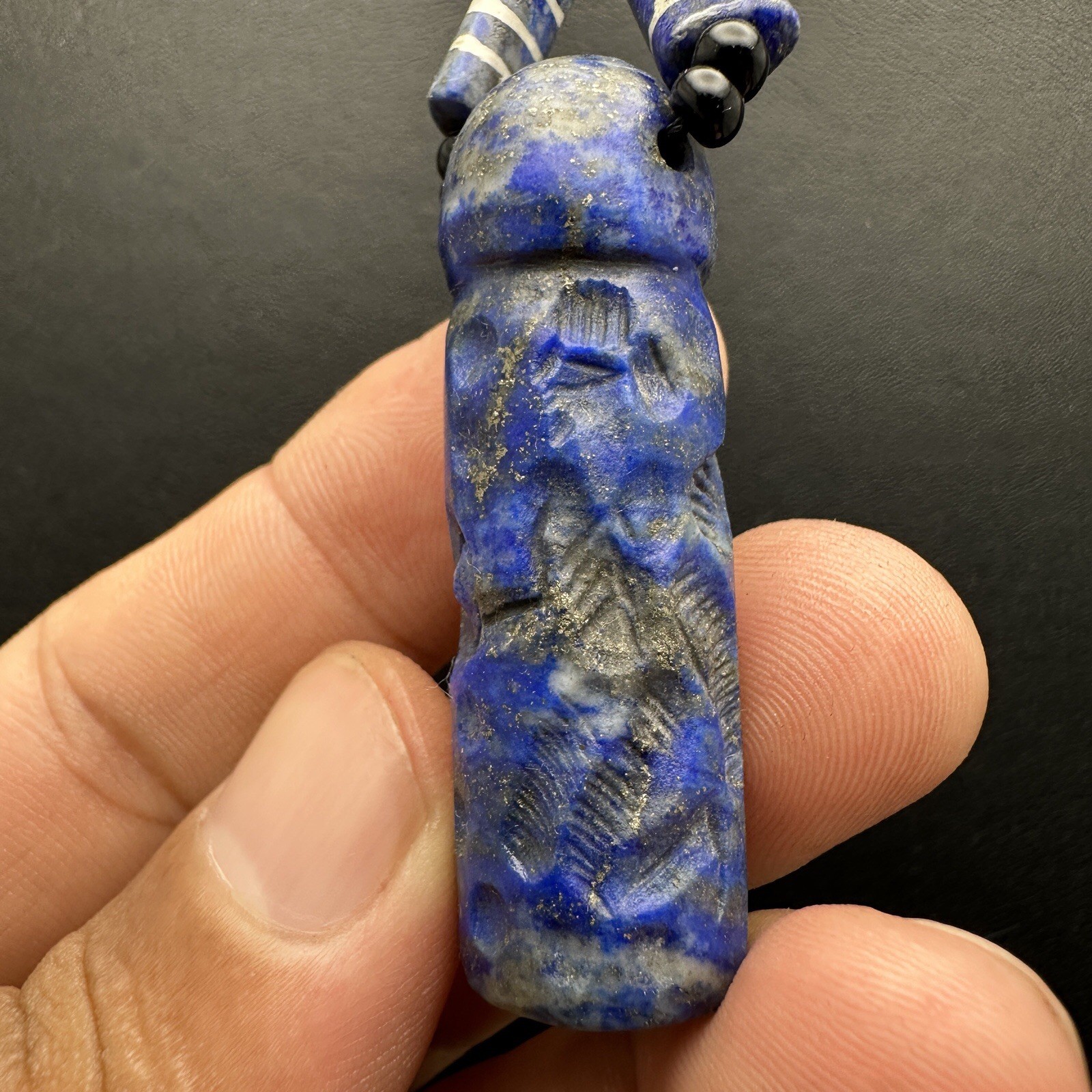 Vintage Rare Natural Lapis Lazuli Beads And Pendant Necklace Rare