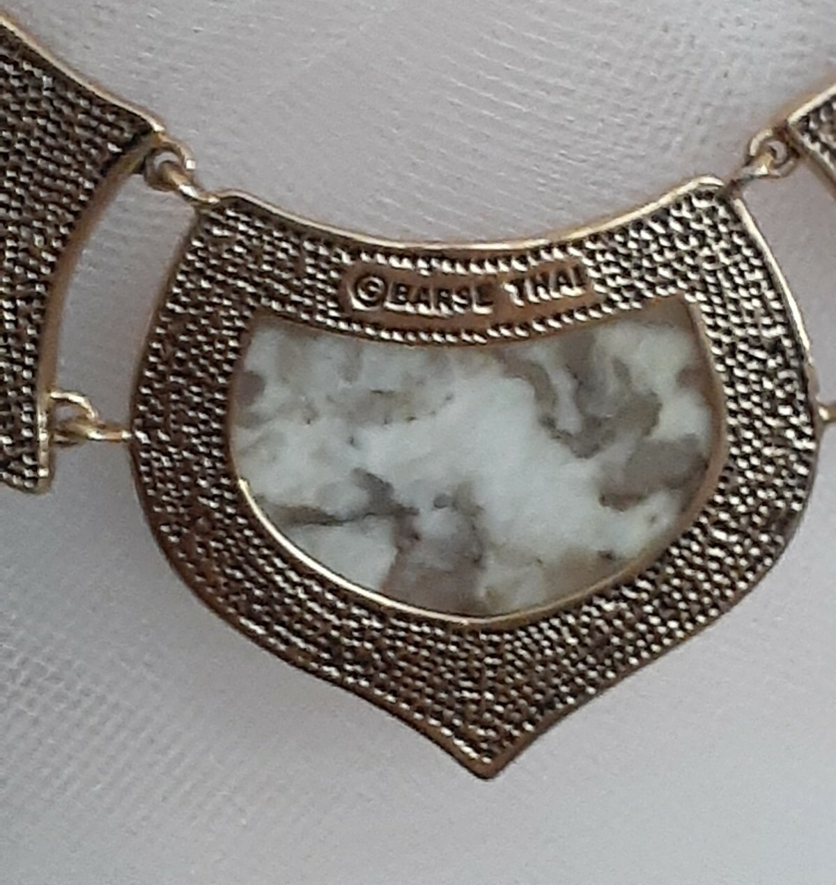 Designer Studio Barse Bronze Jasper Gemstone Leather Embossed 19″ Necklace
