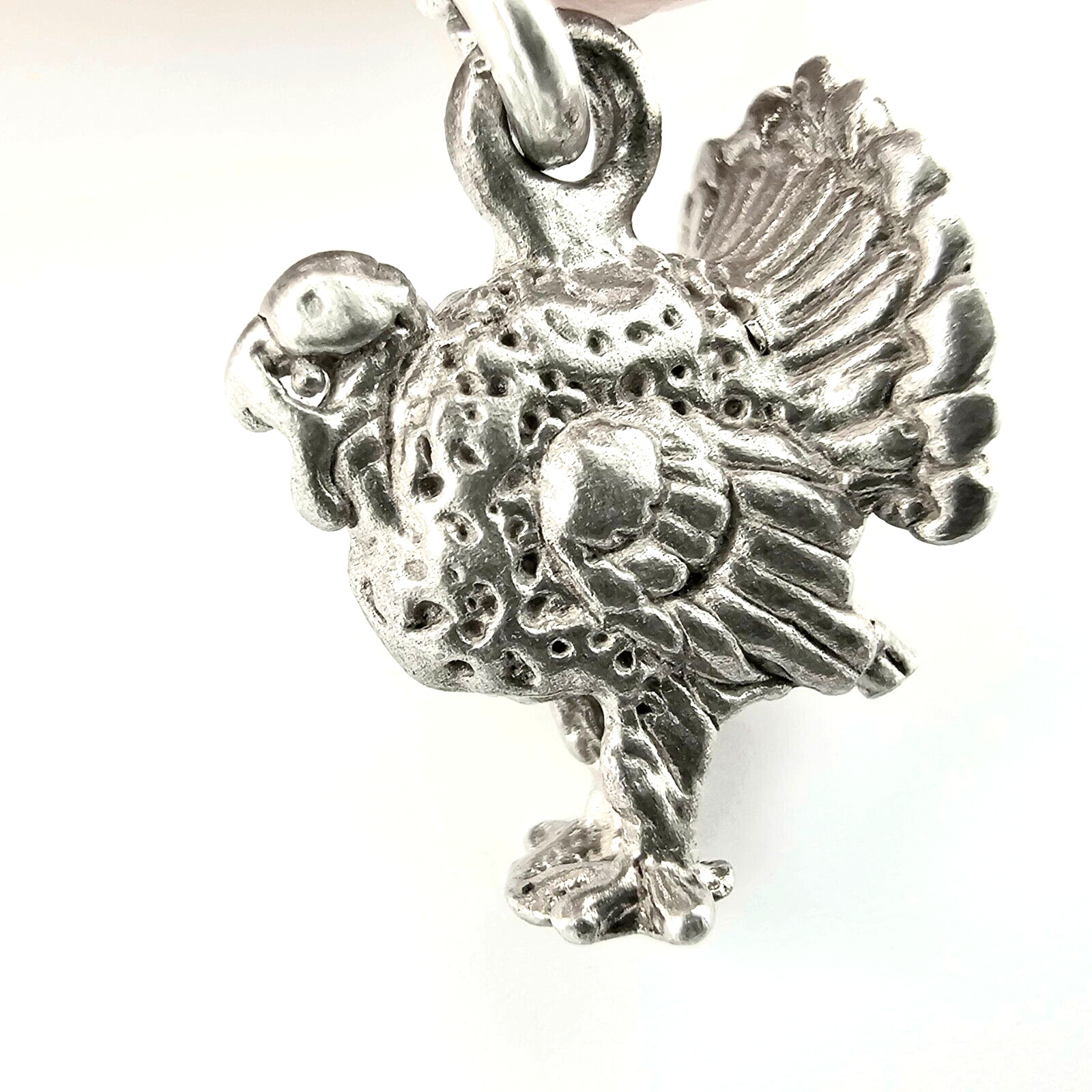 925 Solid Sterling Silver 3D Male Strutting Turkey Pendant, Exquisite 3D Detail