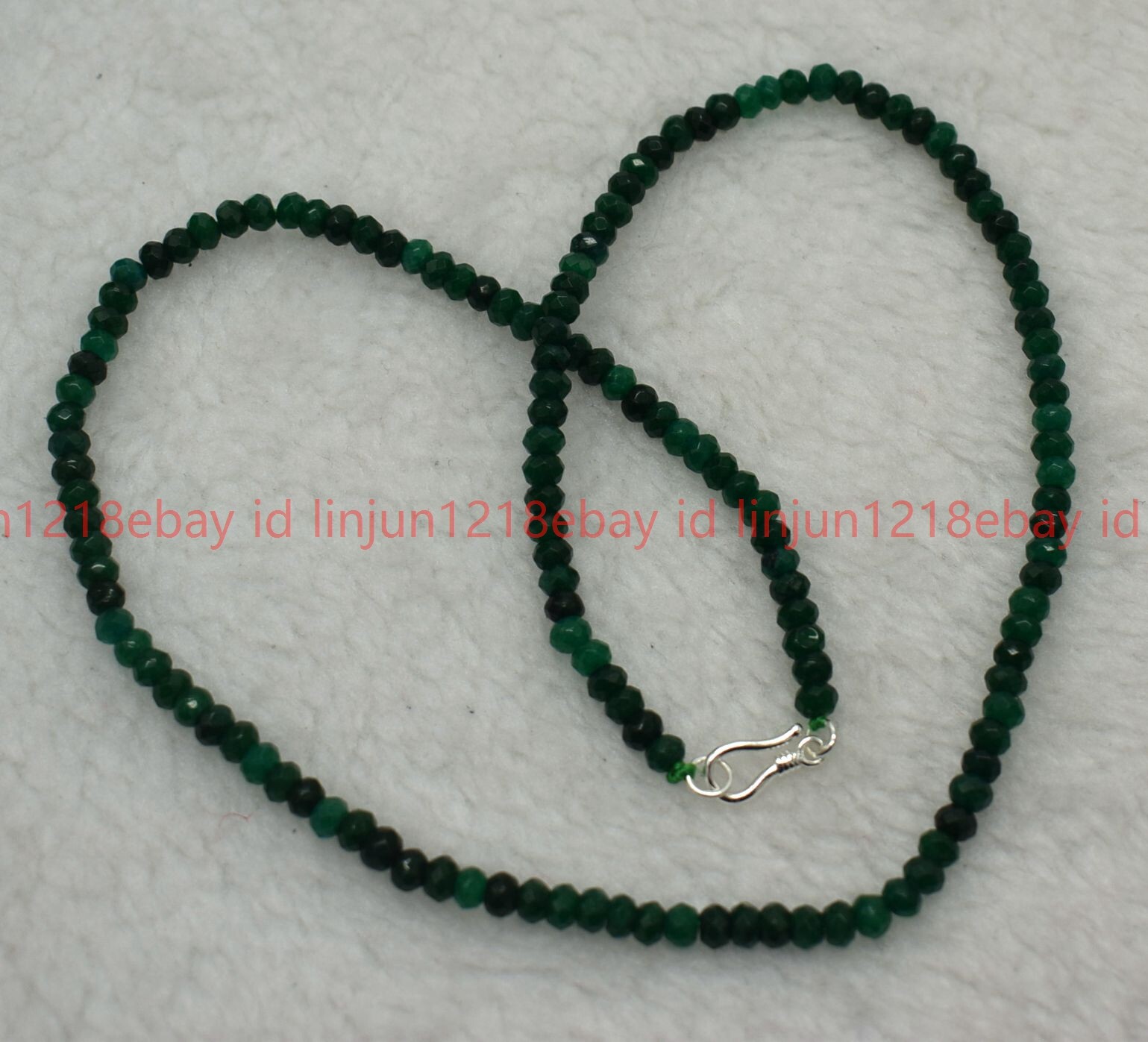 Natural 2x4mm Faceted Dark Green Jade Rondelle Gemstone Beaded Necklace 16-28in