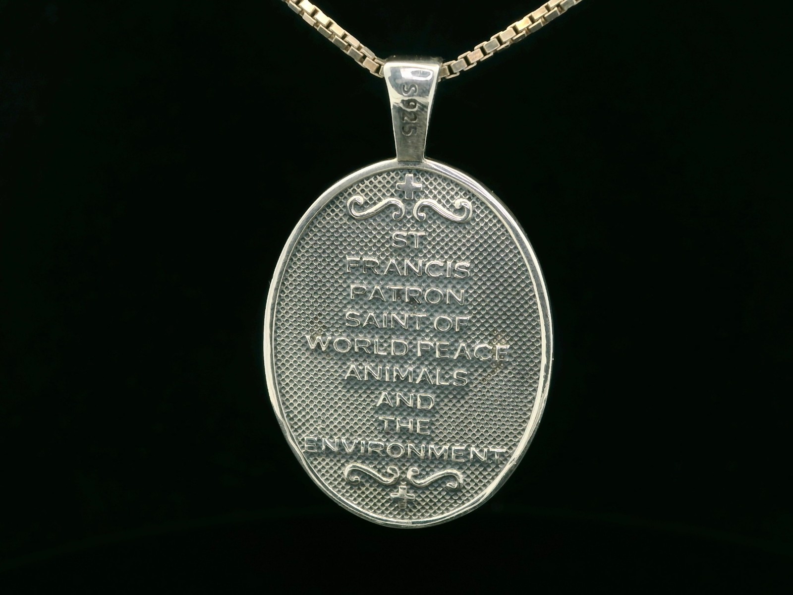 925 Sterling Silver Two-Sided Saint Francis Necklace