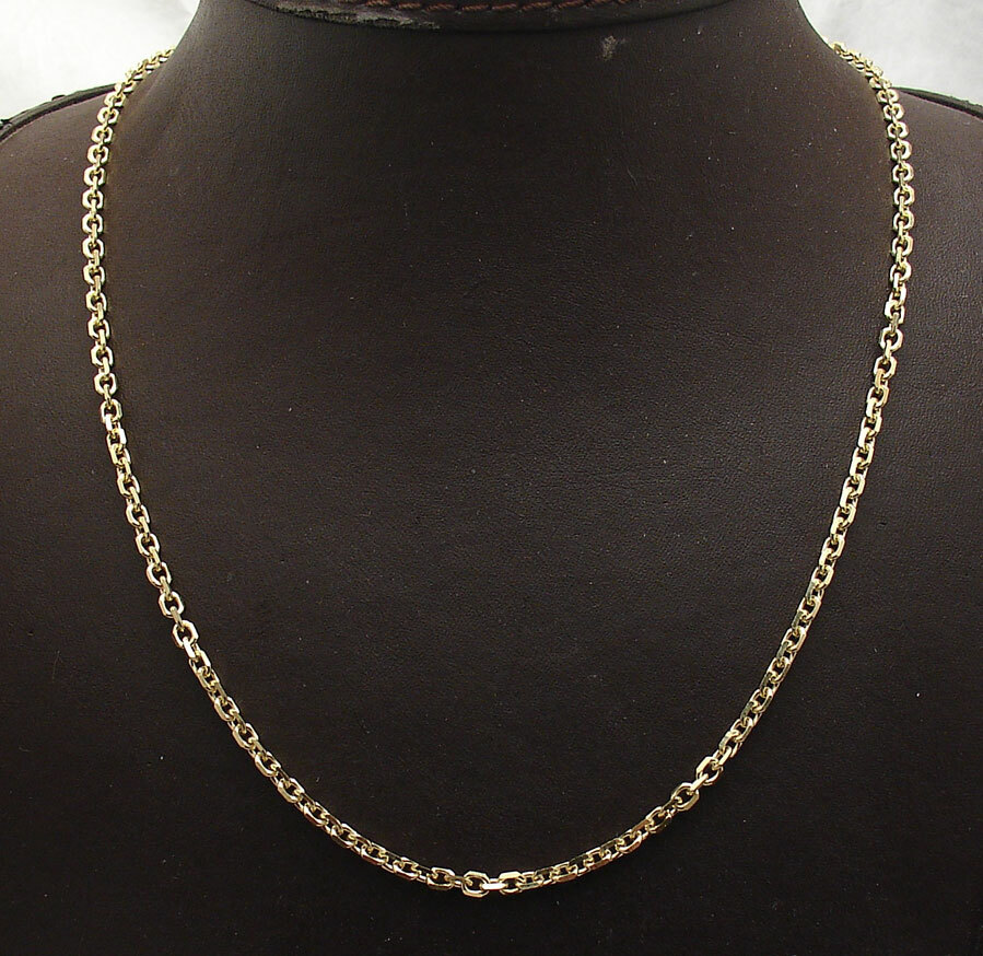3mm Solid Diamond Cut Oval Cable Link Chain Necklace REAL 14K Yellow Gold