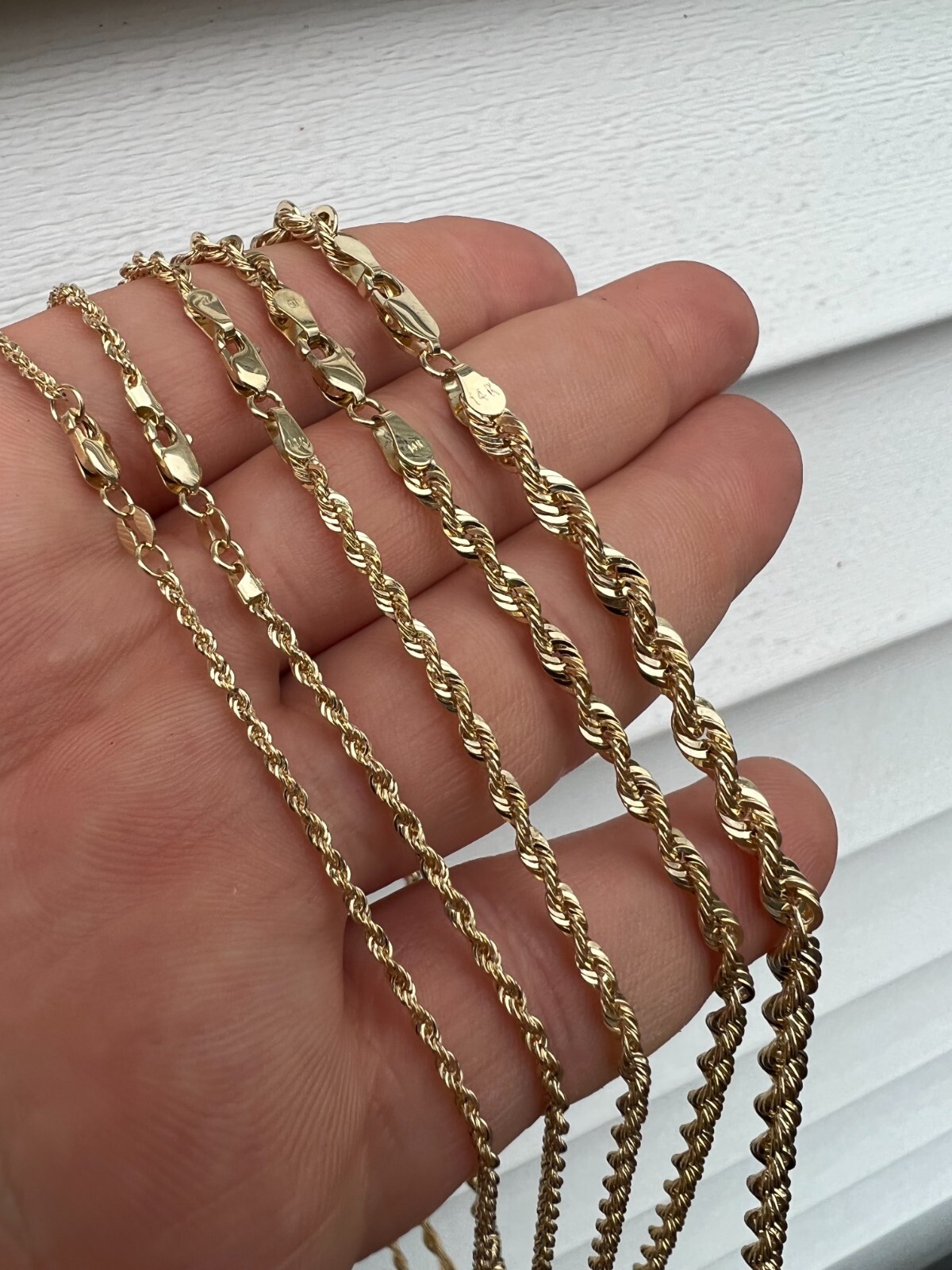 Men’s Women’s Real 14k Yellow Gold Hollow Rope Chain Necklace 1.5mm-4.5mm 16-30″