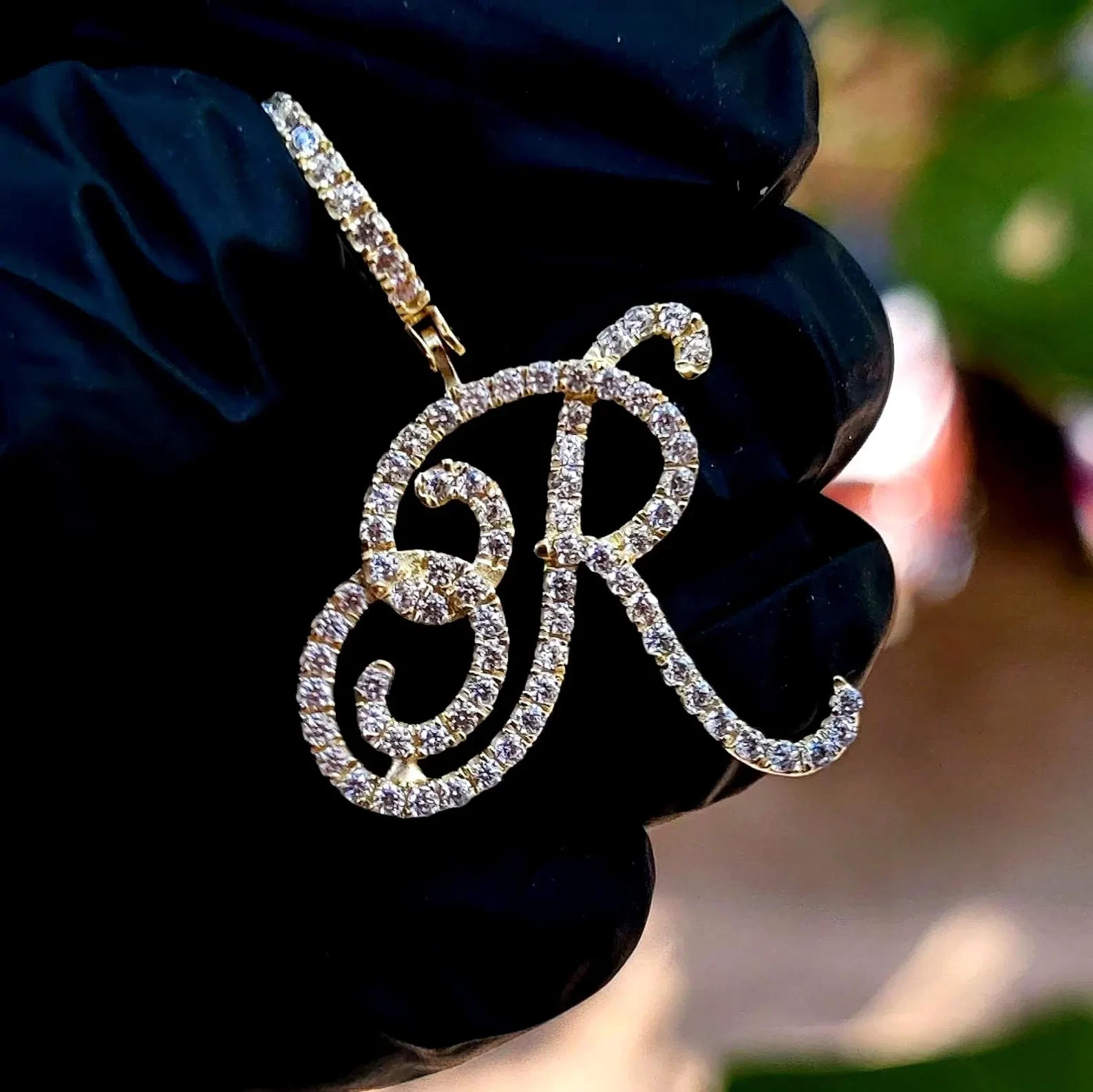 3Ct Round Lab-Created Diamond Initial “R” Letter Pendant 14K Yellow Gold Plated