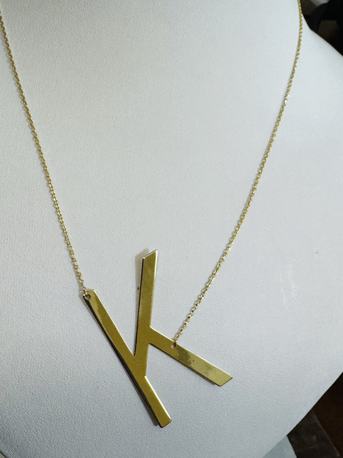 RARE 18K 750 YELLOW Gold Letter K initial Necklace 16.5/17.5” Long 1mm 4.1g