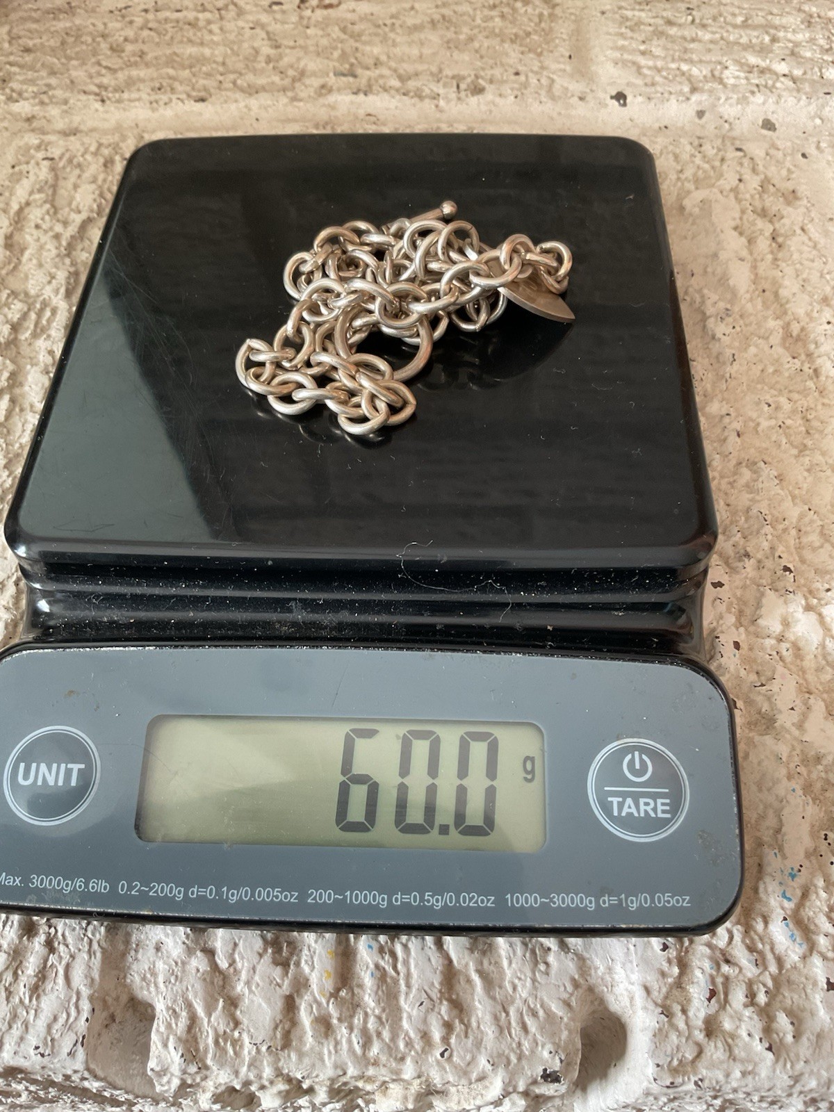 Vtg Heavy Chunky 925 Sterling Silver Heart Charm Toggle Rolo Chain Necklace 18”