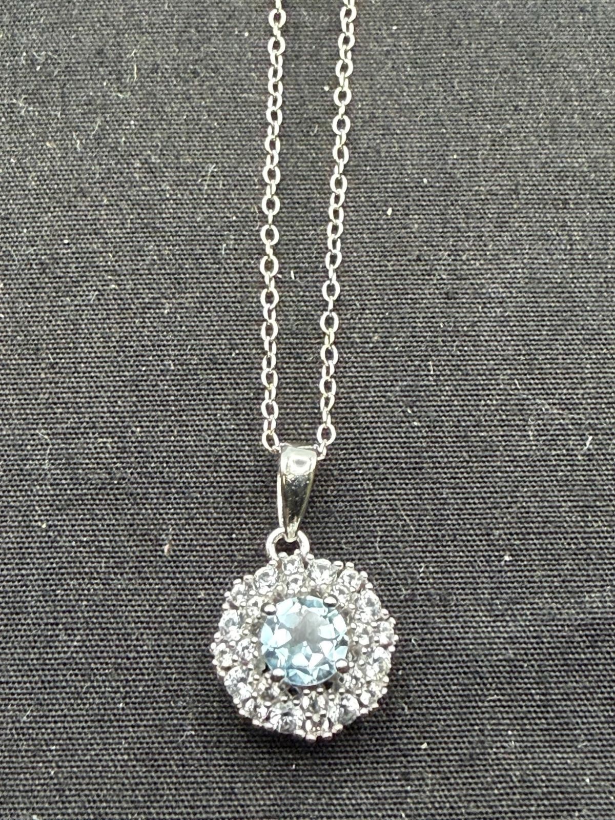 JTV Swiss Topaz & White Sapphire 925 Sterling Silver Pendant Size 18”