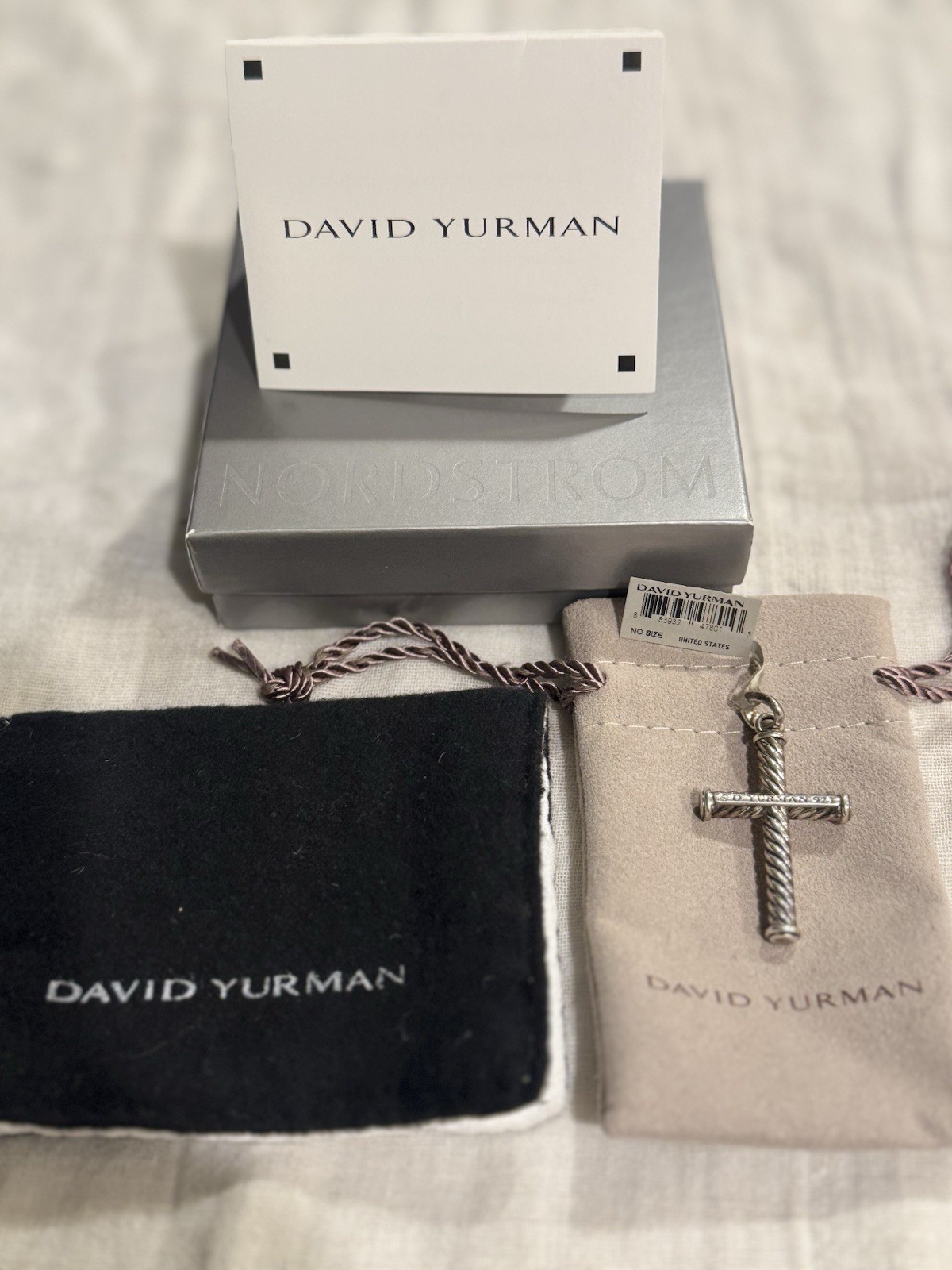 David Yurman Cable Cross Pendant, Sterling Silver 925 Signed Religious Charm
