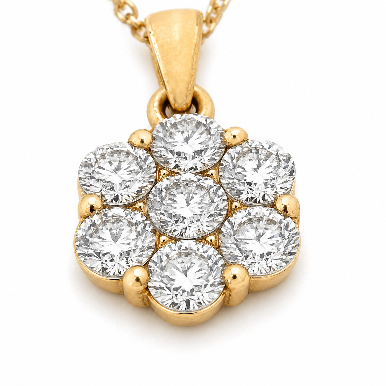 0.50 cttw Natural Diamond Illusion Pendant Necklace, 14KY Adjustable Chain