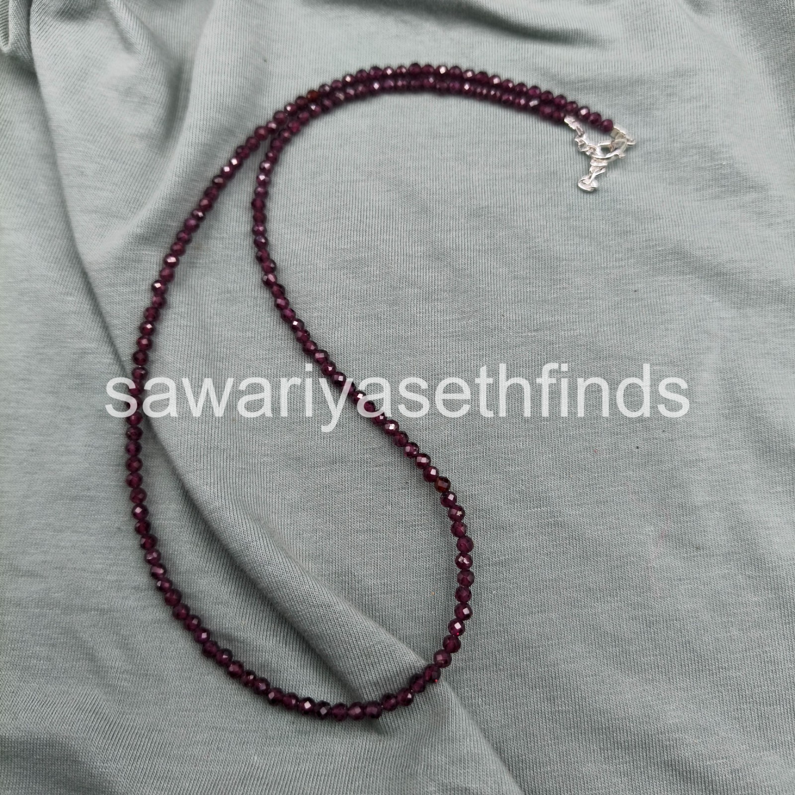 Natural Garnet 3mm Faceted Round Necklace, Minimal Layering Jewelry, January Bir
