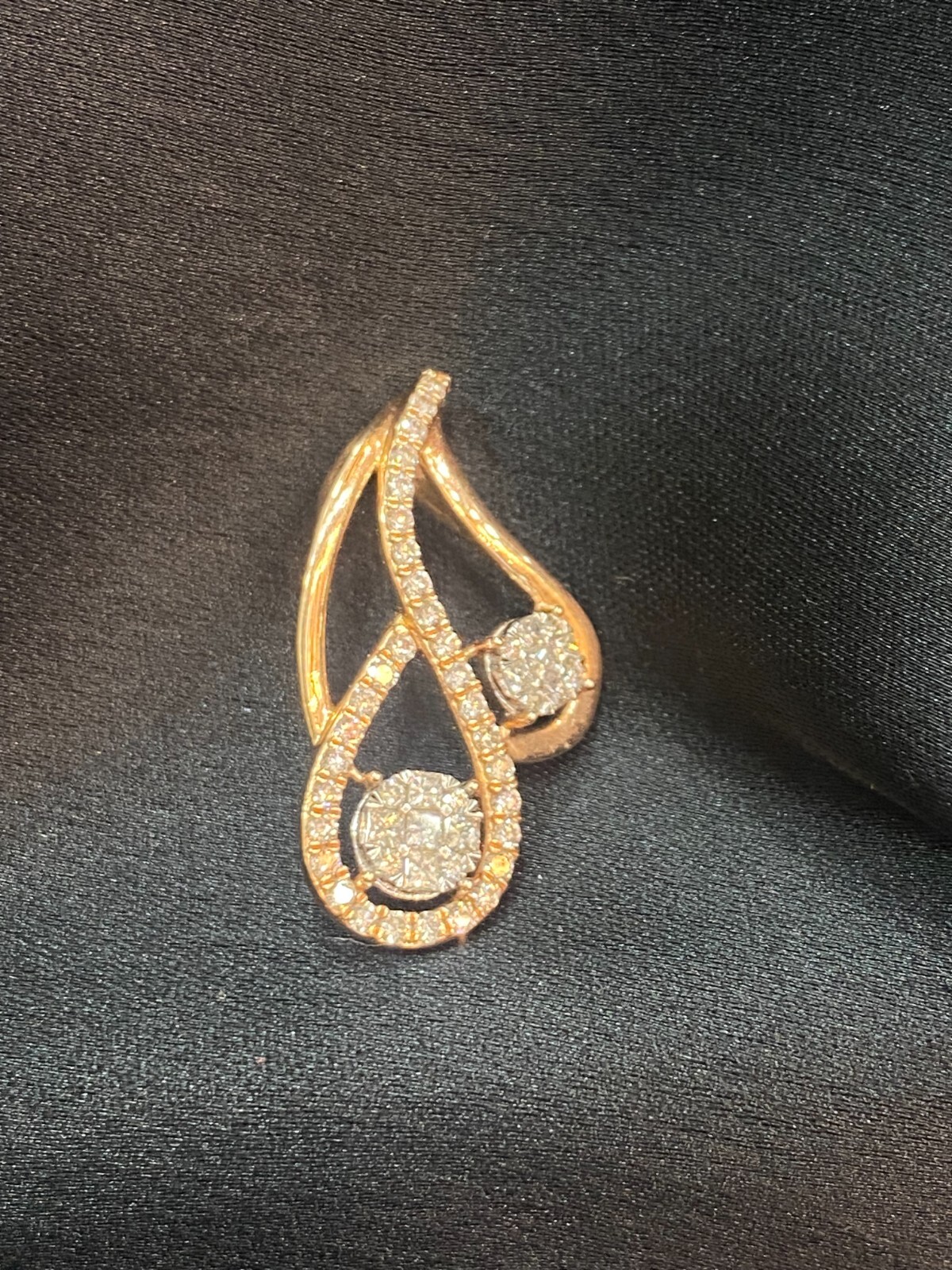 Pave 0.75 Cts Round Brilliant Cut Natural Diamond Pendant In 14K Rose Gold