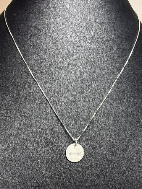 B6007 Sterling Silver Arrow Pendant Necklace 18″ Engraved Minimalist Box Chain