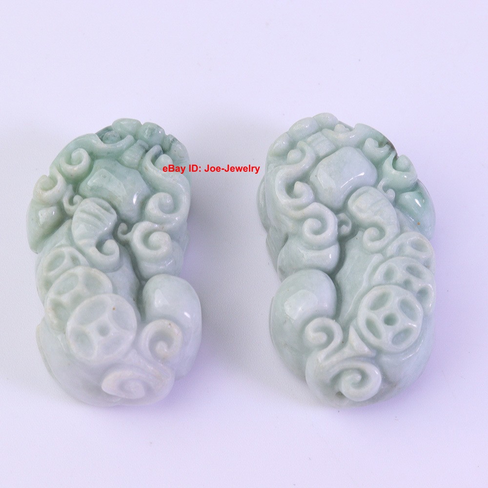 Natural Grade A Green Jadeite Pendant A Couple Of Pixiu (Male and Female) #01
